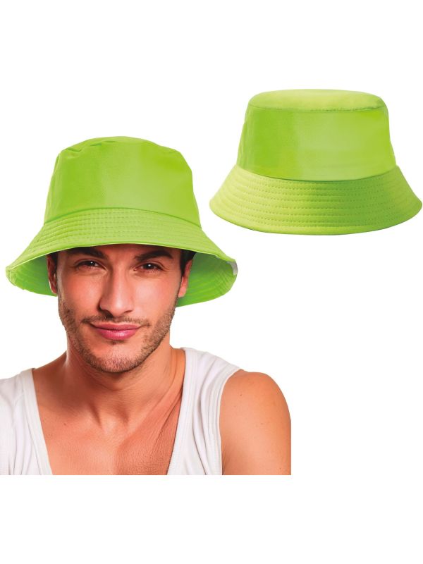 Neon Groene Bucket Hat Retro 90's Volwassenen