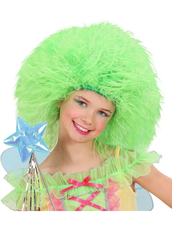 Neon Groene Fee Pruik Kind