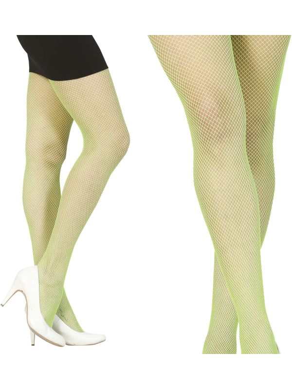 Neon Groene Netpanty 80's Dames