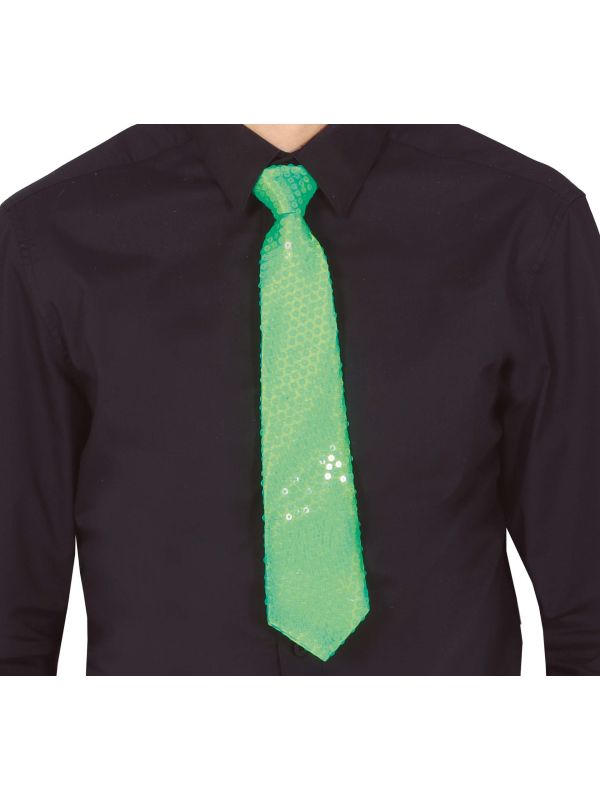 Neon Groene Paillet Stropdas