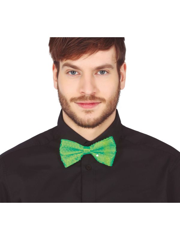 Neon Groene Paillet Vlinderdas