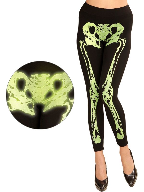 Neon Groene Skelet Legging