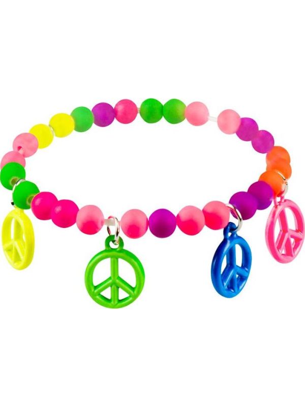 Neon Hippie Armband met Bedeltjes