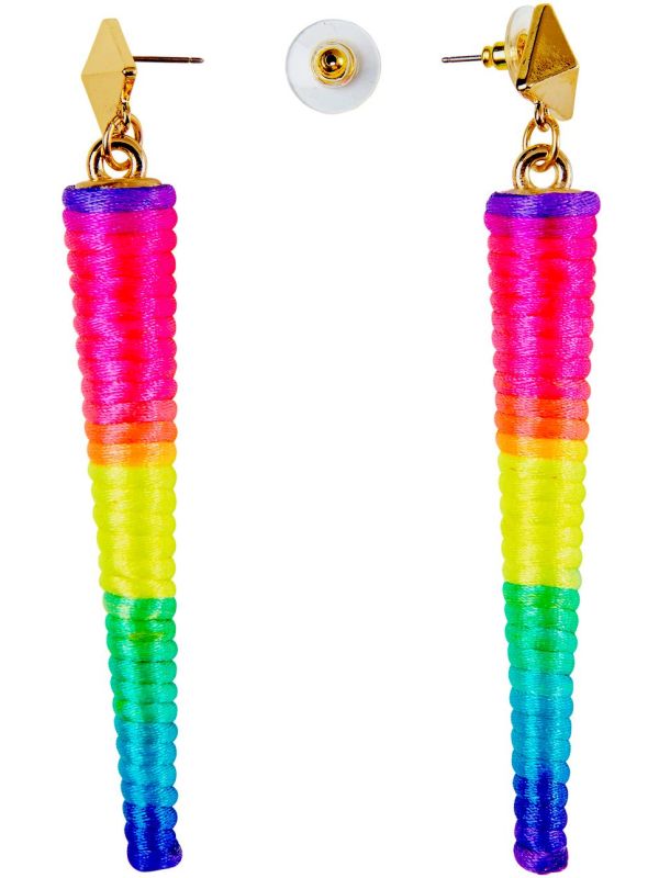 Neon Meerkleurige Kegel Oorbellen