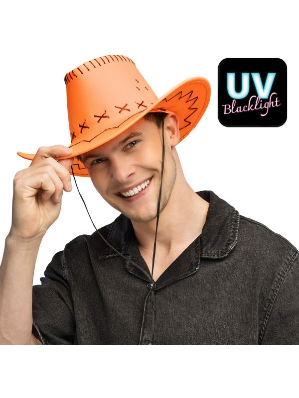 Neon Oranje Cowboyhoed Volwassenen