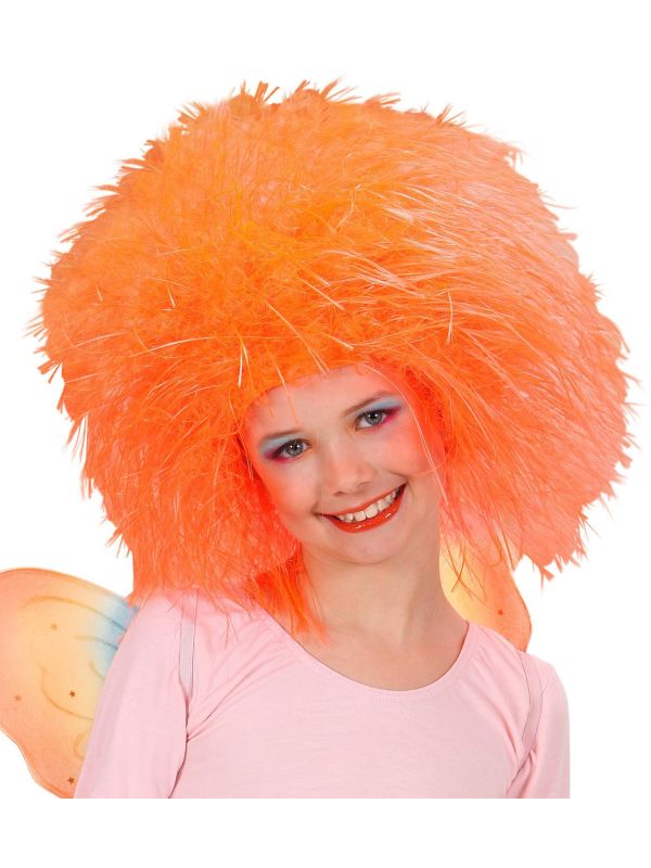 Neon Oranje Fee Pruik Kind