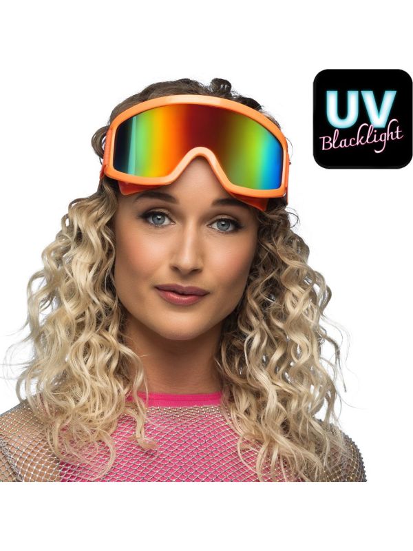 Neon Oranje Feest Skibril UV