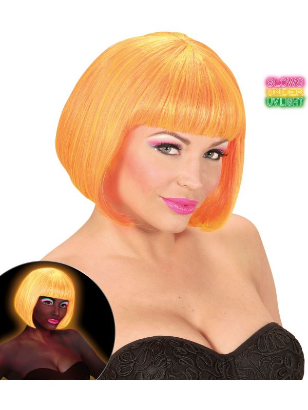 Neon Oranje-Gele Valentijn Pruik