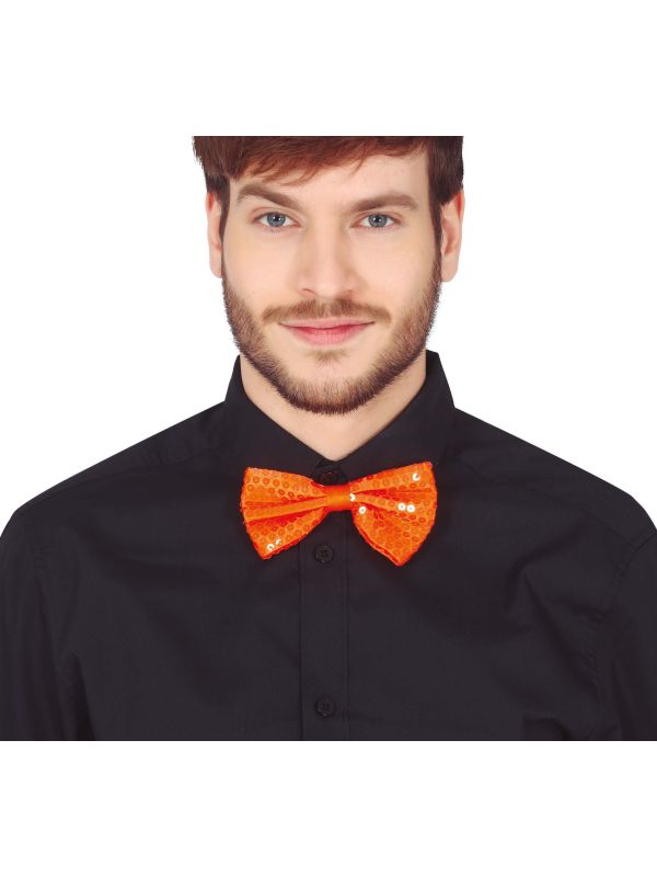 Neon Oranje Paillet Vlinderdas