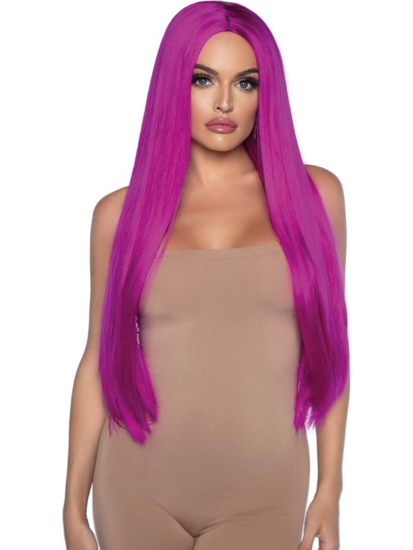 Neon Paarse Lange Pruik Teddy