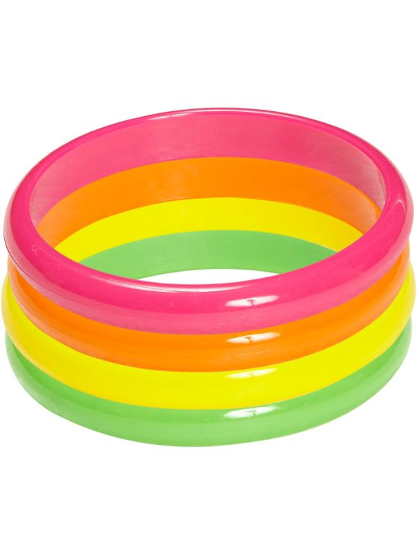 Neon Ring Armbanden 4 Stuks