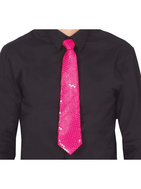 Neon Roze Paillet Stropdas
