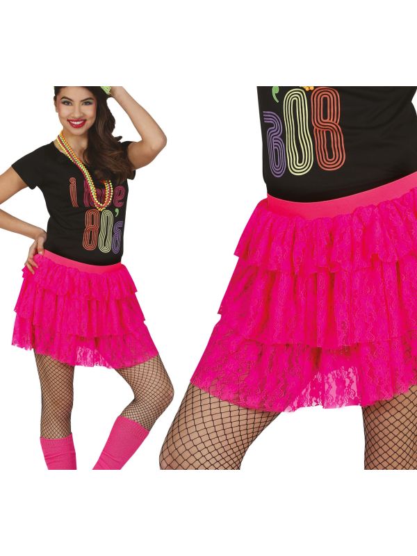 Neon Roze Rok 80's Dames