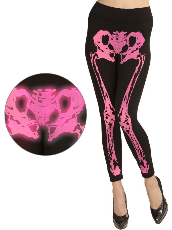 Neon Roze Skelet Legging