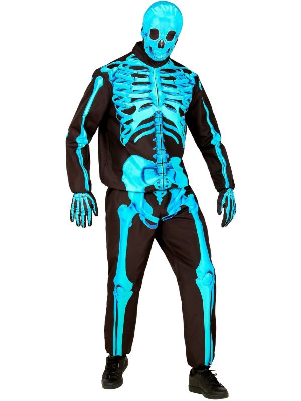 Neon Skelet Kostuum Turquoise Dames Heren