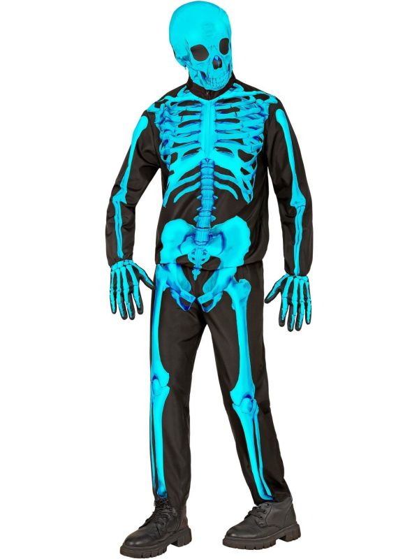 Neon Skelet Kostuum Turquoise Jongens