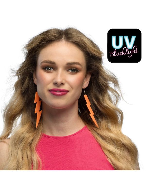 Neon UV Oranje Flash Oorbellen