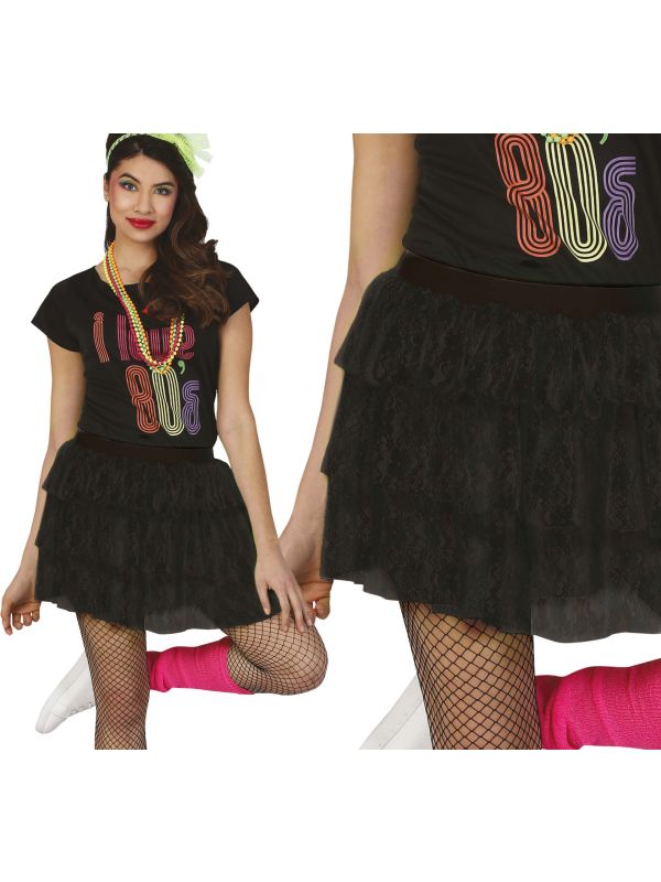 Neon Zwarte Rok 80's Dames