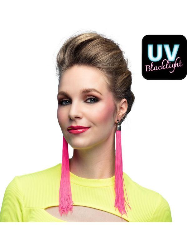 Neonroze UV Festival Lange Oorbellen Dames