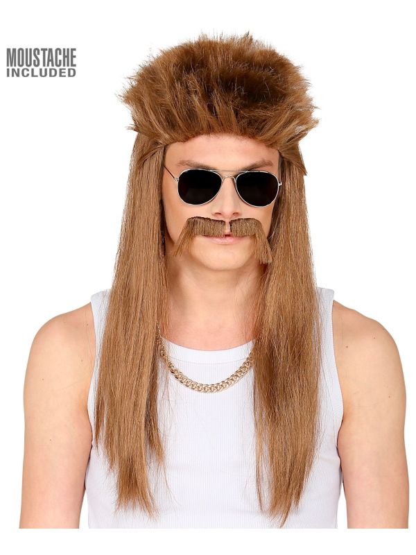 Newkids Rikkert Pruik met Snor Bruin