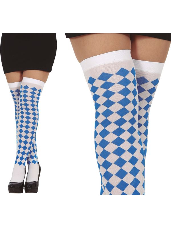 Oktoberfest Kniekousen Blauw Wit Dames