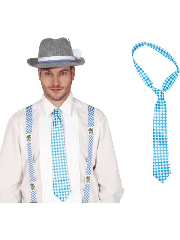 Oktoberfest Stropdas 45cm Blauw Wit Volwassenen