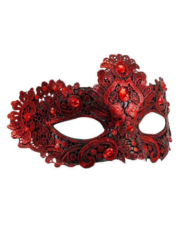 Oogmasker Rood met Stenen