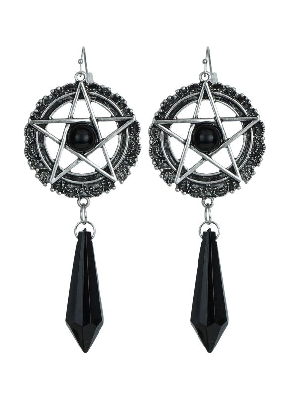 Oorbellen Ster Zilver met Zwarte Hanger