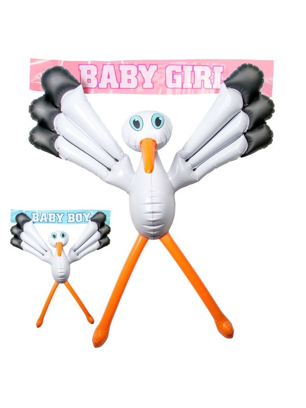 Opblaas Ooievaar Geboorte Jongen Of Meisje 75cm