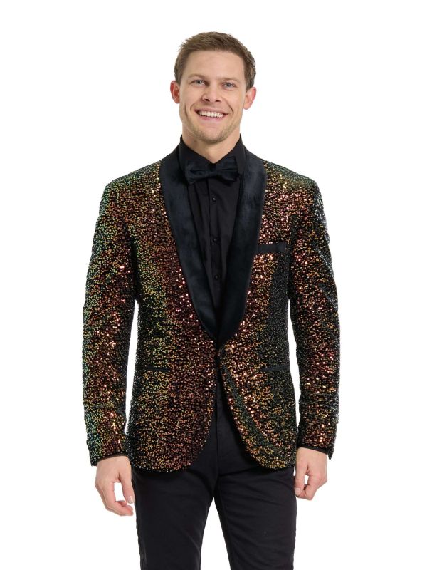 Opposuits Deluxe Heren Pailletten Dinner Blazer Amberkleurig