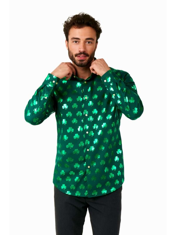 Opposuits Heren Overhemd Shiny Shamrock Groen