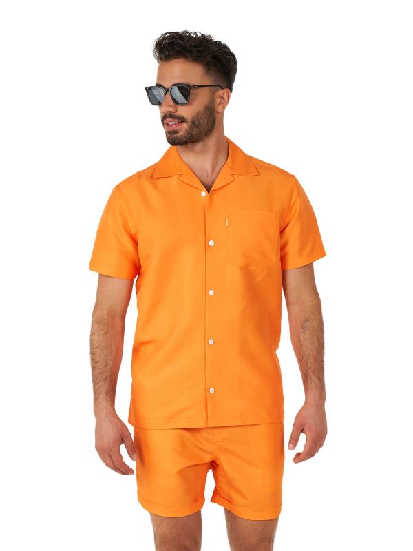 Opposuits Heren Zomer Kostuum Effen Oranje