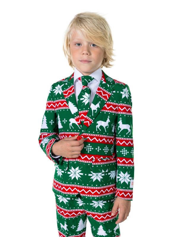 Opposuits Kerstmis Festive Green Suit Jongens