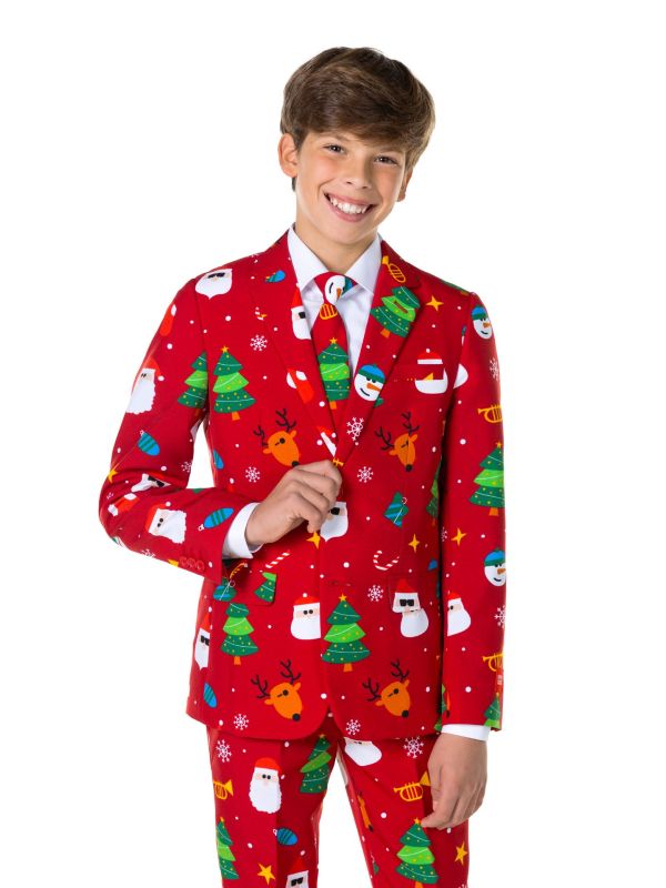 Opposuits Kerstmis Festivity Red Suit Tiener Jongens