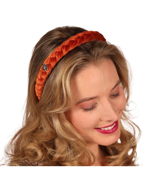 Oranje Gevlochten Haarband Alpentraum met Edelweiss