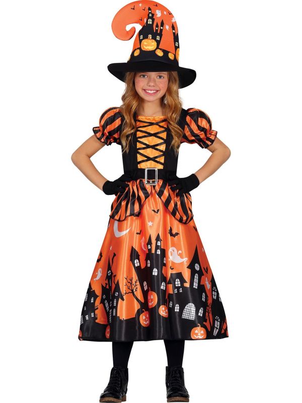 Oranje Halloween Jurk Kind