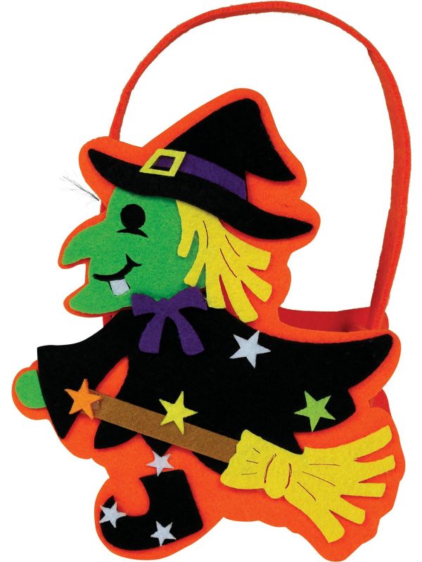 Oranje Halloween Mandje Heks 18cm