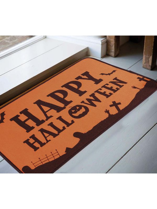 Oranje Happy Halloween Deurmat