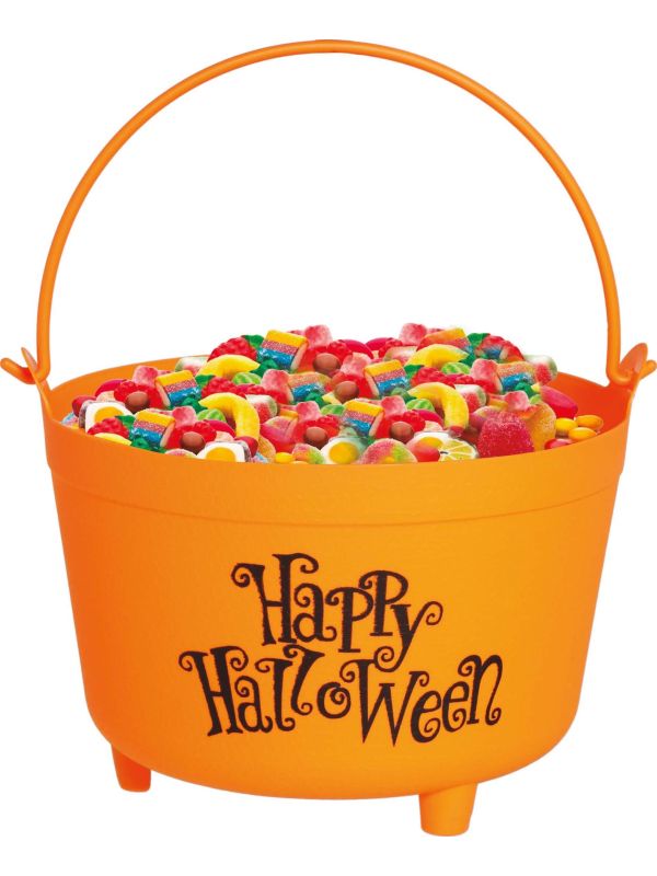 Oranje Happy Halloween Heksen Ketel Plastic