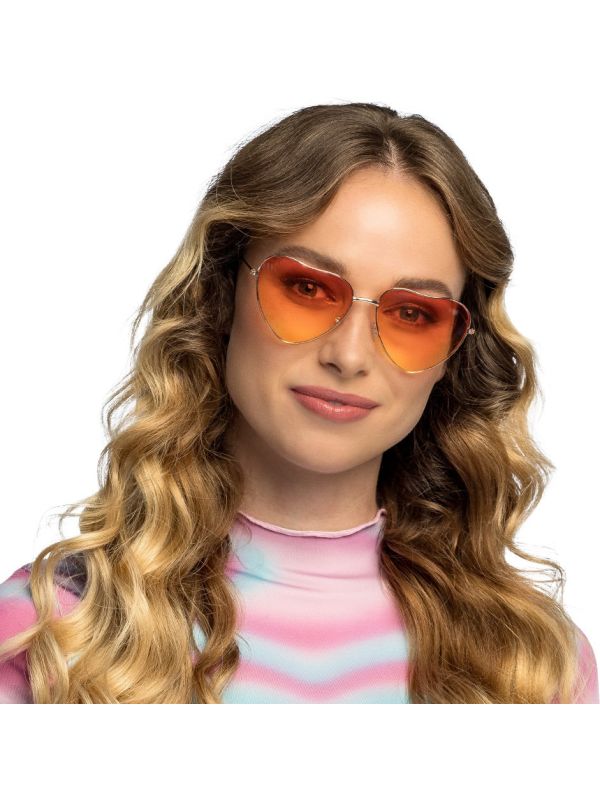Oranje Hippie Harten Bril