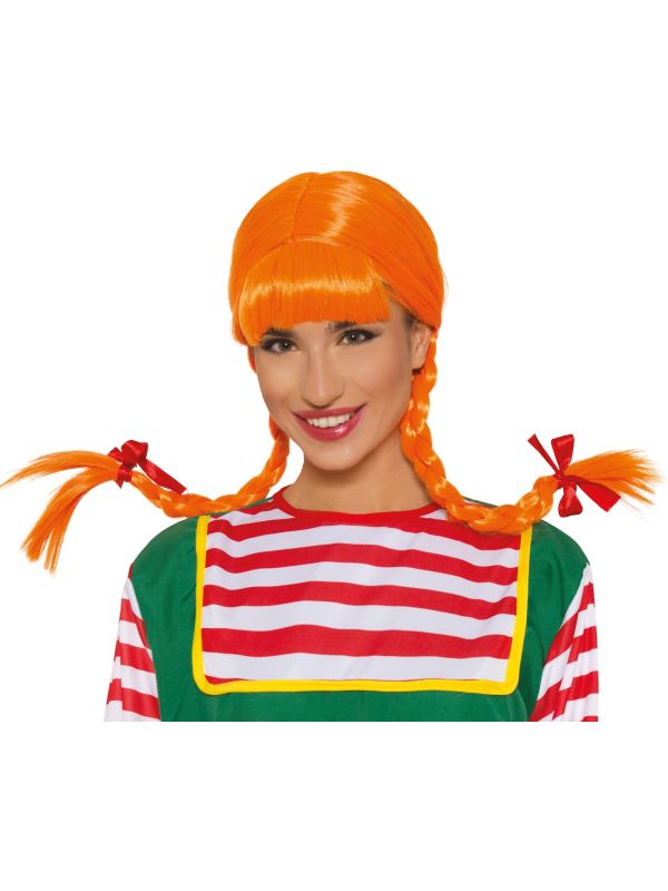 Oranje Pippi Pruik met Strikjes