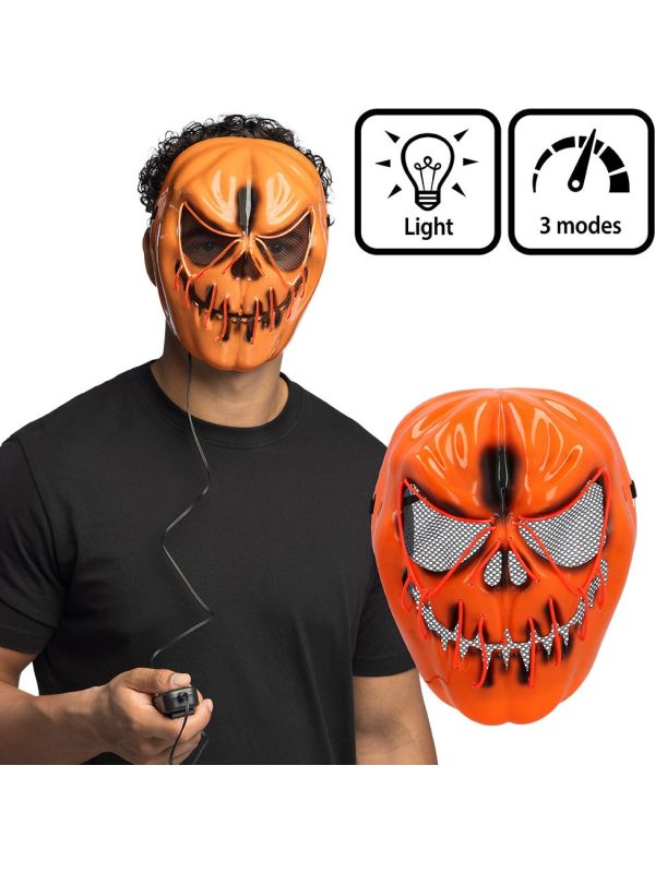 Oranje Pompoen Masker Halloween met LED Verlichting