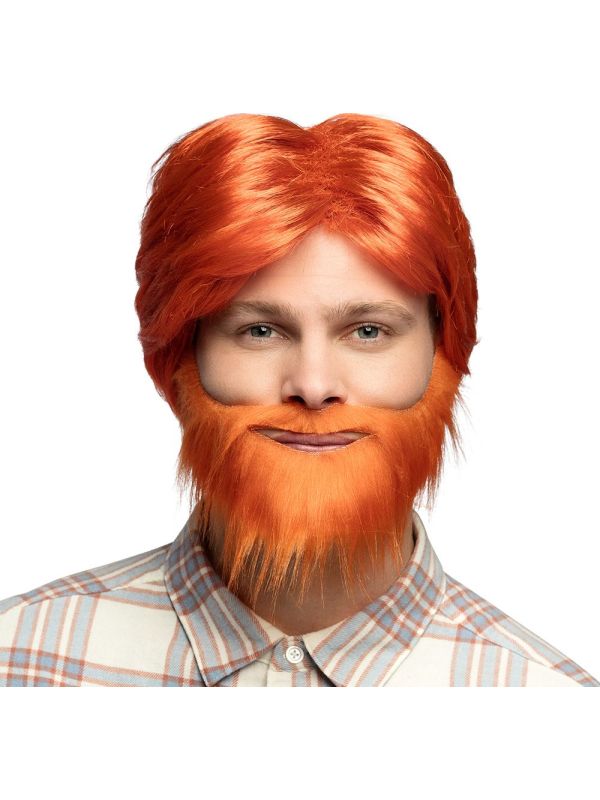 Oranje Pruik met Baard