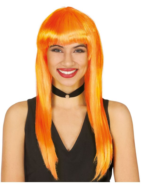 Oranje Pruik met Pony