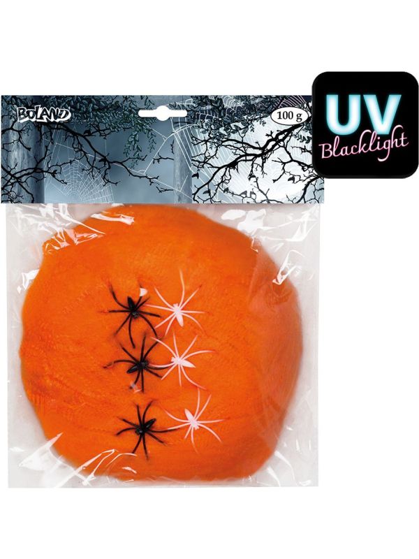 Oranje Spinrag met 6 Spinnen