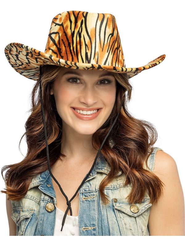 Oranje Tijgerprint Cowboyhoed