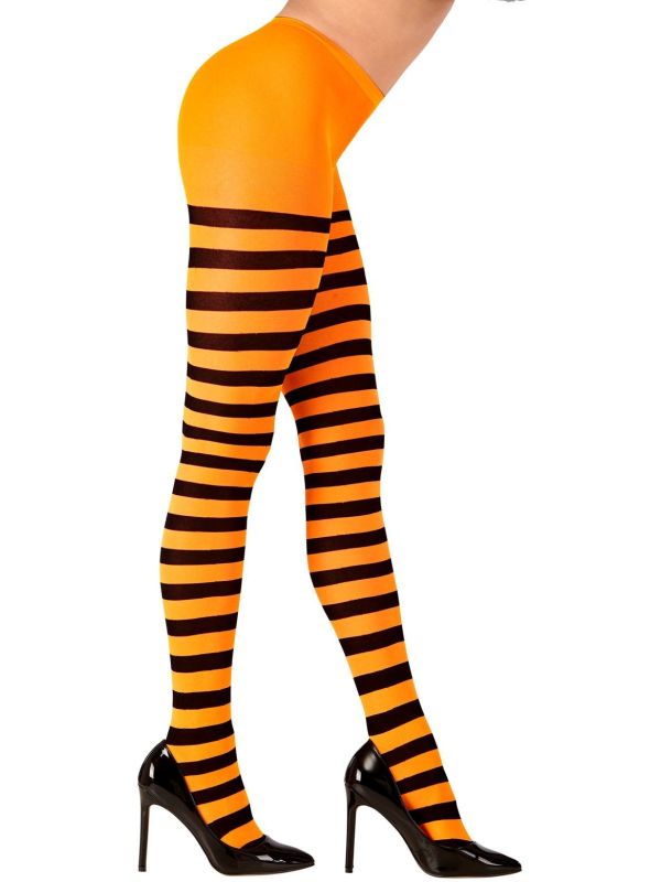 Oranje Zwart Gestreepte Panty