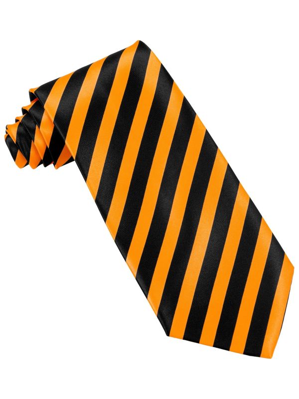 Oranje Zwart Gestreepte Stropdas