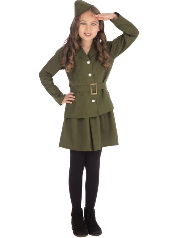 Oude Soldaat Kostuum Meisjes Groen