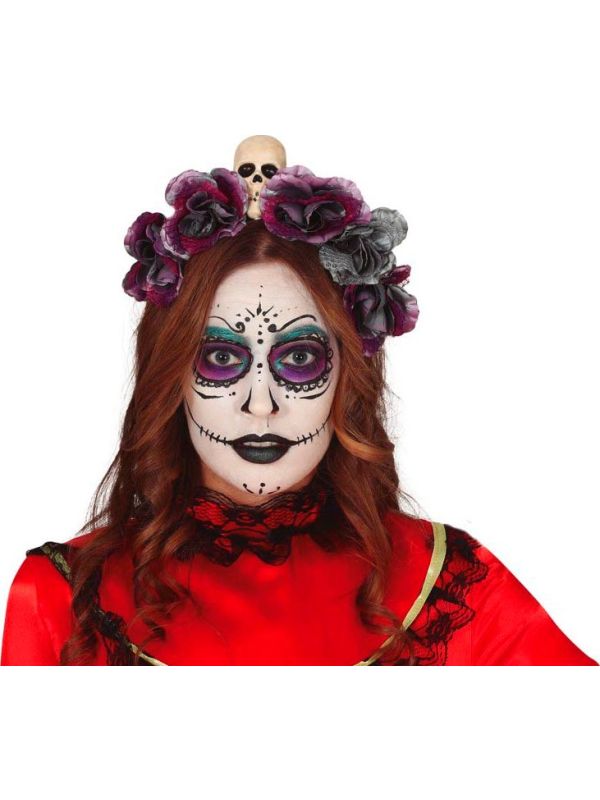 Paars Grijze Bloemen Haarband